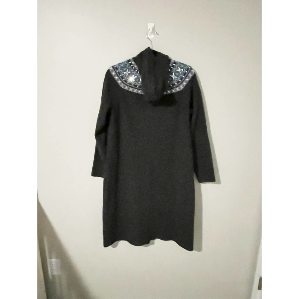 Alexandra Bartlett lamb’s wool fair isle hooded duster cardigan sweater small - Picture 2 of 7